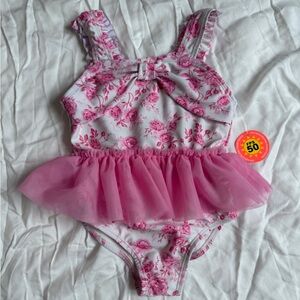 NWT Baby Floral Pink Tulle Swimsuit